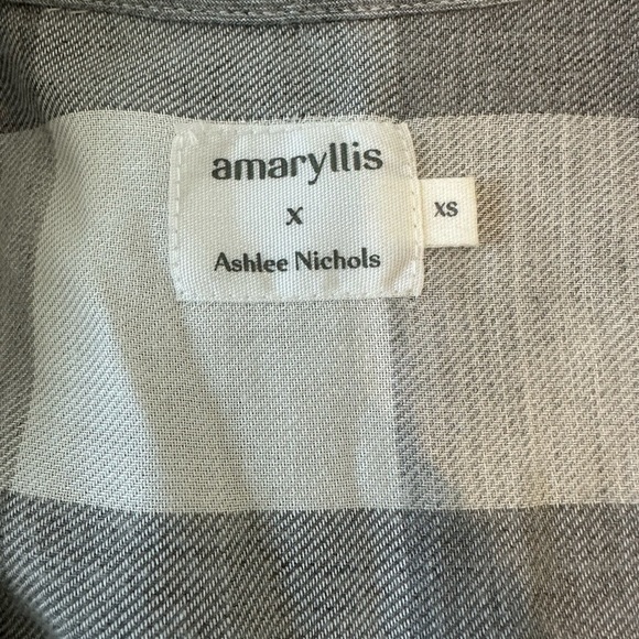 Amaryllis Gray Plaid Flannel Shirt with Crochet Detail - Picture 7 of 9